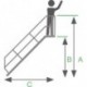 Alu-Treppe 45 Grad 4 Stufen B 600 mm lichte Hohe 830 mm Ausladung 1058 mm