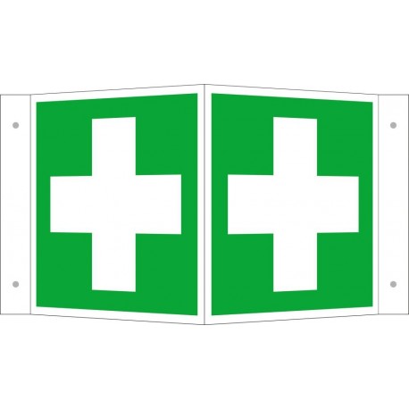 Hinweisschild Alu B200xH200 mm Winkel Erste Hilfe langnachleuchtend