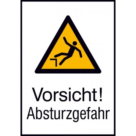 Warnschild Aluminium B262xH371 mm Vorsicht Absturzgefahr