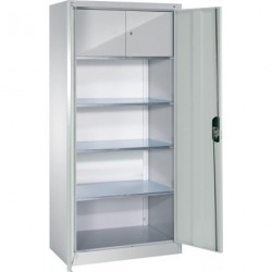 Flugelturenschrank B930xT400xH1950 mm RAL 7035, 3 Fachboden mit Schliesfach