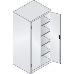 Flugelturenschrank XXL B930xT800xH1950 mm RAL 7035, 4 Fachboden Tragkraft 70kg