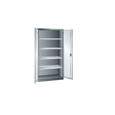 Flugelturenschrank B1000xT580xH1950mm RAL 7035,Vollblechtur 4 Boden