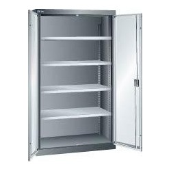 Flugelturenschrank B1100xT641xH1950mm RAL 7035,Vollblechtur 4 Boden