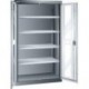 Flugelturenschrank B1100xT641xH1950mm RAL 7035,Sichtfenstertur 4 Boden