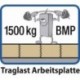 Anke Werkbank fahrbar B1500xT700xH840mm RAL7035/5012 BMP: 40 mm 4 Schubladen