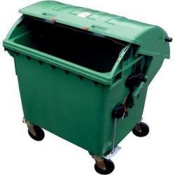 Recipient de gunoi din plastic 1,1 cbm capac rotund verde