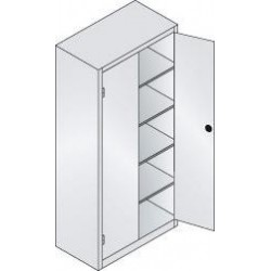 Schwerlastschrank m.TurenB930xT500xH1950 mm RAL 7035, 4 Fachboden Tragkraft 110kg