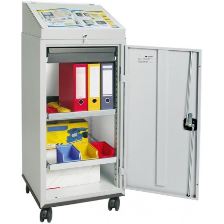 Schreibpultschrank B500xT500xH1310 mm RAL7035 1 Schublade, 2 Wannen