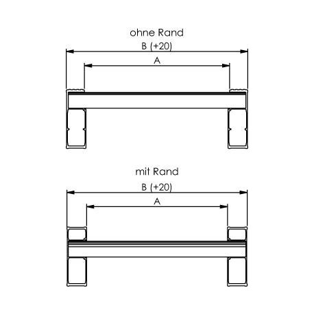 Verladeschiene-Aluminium L1620xFB245 mm ohne Rand Tragkraft 2620kg/Paar