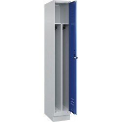 Gard.-Schrank TW CLASSIC B300xT500xH1950 mm RAL 7035/5010, 1 Abteil mit 100 mm hohem Sockel