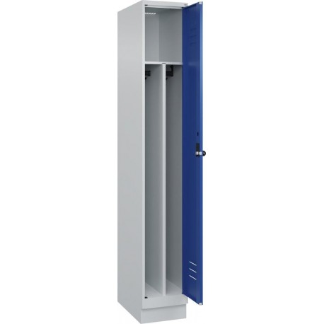 Gard.-Schrank TW CLASSIC B300xT500xH1950 mm RAL 7035/5010, 1 Abteil mit 100 mm hohem Sockel