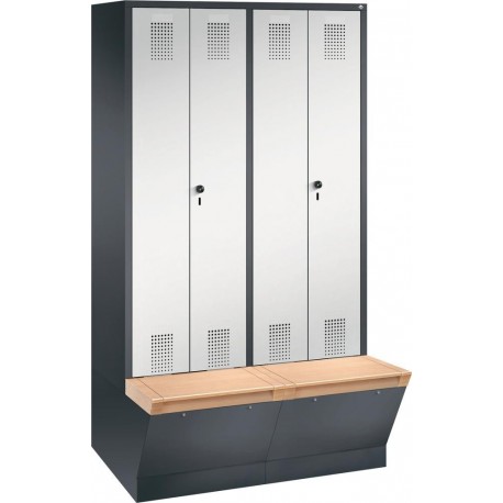 Garderobenschrank Evolo B610xT500xH1850 mm 2 Abteile,RAL7021/7035 unterge. Aufbewahrungsbox