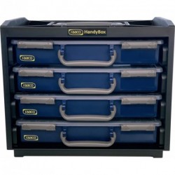 Dulap de transport HandyBox plastic cu 4 cutii de sortiment albastru raaco