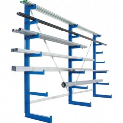 Langgutregal ATLAS ST B2700xT500xH2000 mm einseitig RAL 5010 3 Arme Traglast 150kg