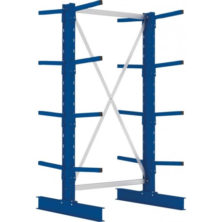 Kragarmregal L Grundfeld B1000xT2x400xH2000 mm doppelseitig RAL 5010 2x4 Arme Traglast 220kg