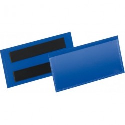 Buzunar pentru etichete L100xH38 mm albastru, pachet magnetic de 50