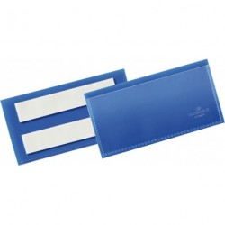 Buzunar pentru etichete L100xH38 mm albastru, pachet autoadeziv de 50