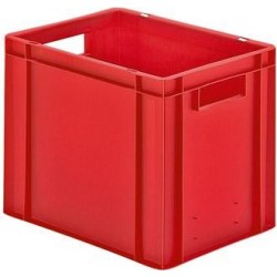 Cutie de stivuire pentru transport L400xP300xH320 mm rosie, inchisa cu orificiu pentru maner