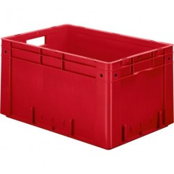 Cutie de stivuire pentru transport L600xP400xH320 mm rosie, sarcina 700kg cu orificiu pentru maner