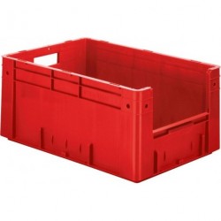 Cutie de depozitare deschisa rosie L400xP600xH270 mm sarcina 600kg, pachet de 2 cu orificiu pentru maner