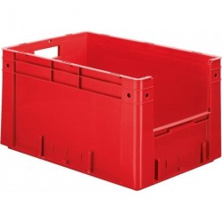 Cutie de depozitare deschisa rosie L400xP600xH320 mm sarcina 600kg, pachet de 2 cu orificiu pentru maner