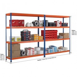 Weitspannregal Z1 B1536xT469xH1981 mm Grundfeld 4 Spanplatten Fachlast 640kg