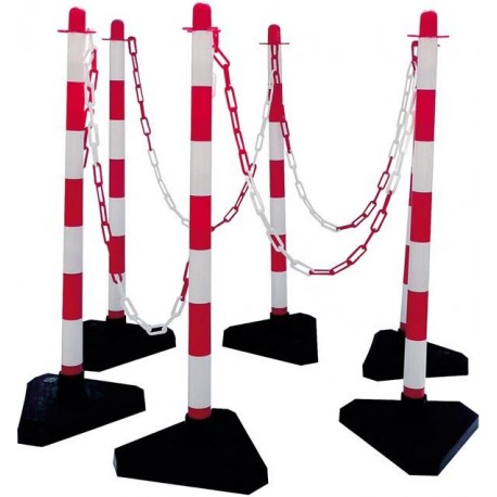 Kettenstander-Set Kst. H950xD40 mm rot/weis 6 Pfosten, 10m Kst.-Kette